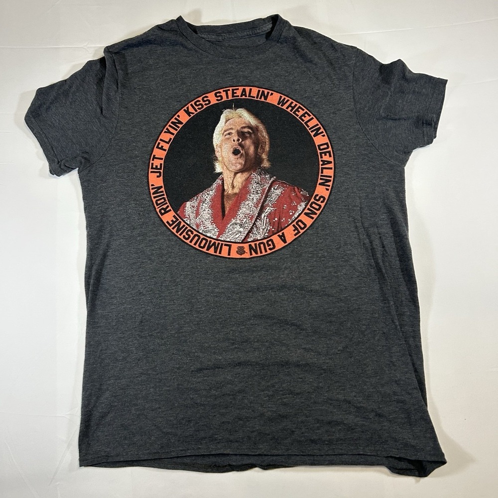 WWE Official Wrestling Champion Ric Flair‎ Son Of A Gun Grey T-Shirt Size Medium